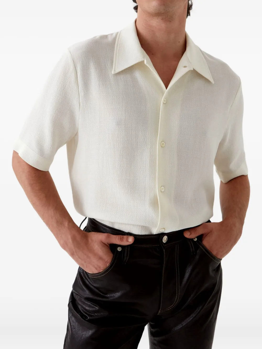 Séfr Mael textured short-sleeve shirt - ホワイト Séfr Mael textured short-sleeve shirt - ホワイト