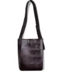 UMBER POSTPAST Book pleated leather shoulder bag - Brown