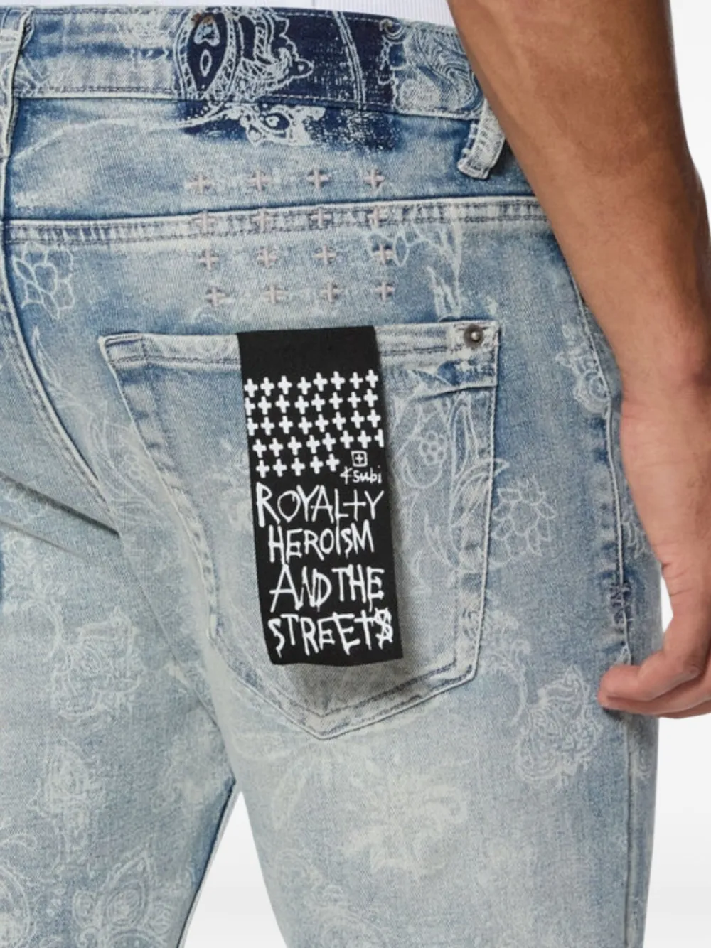 Ksubi Van Winkle floral-jacquard jeans Blauw