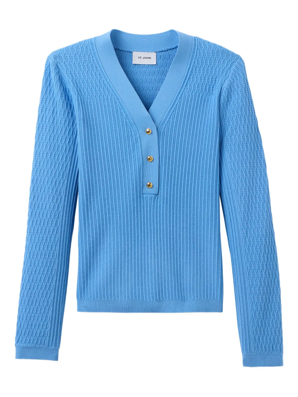 St. John Geribbeld T-shirt Blauw