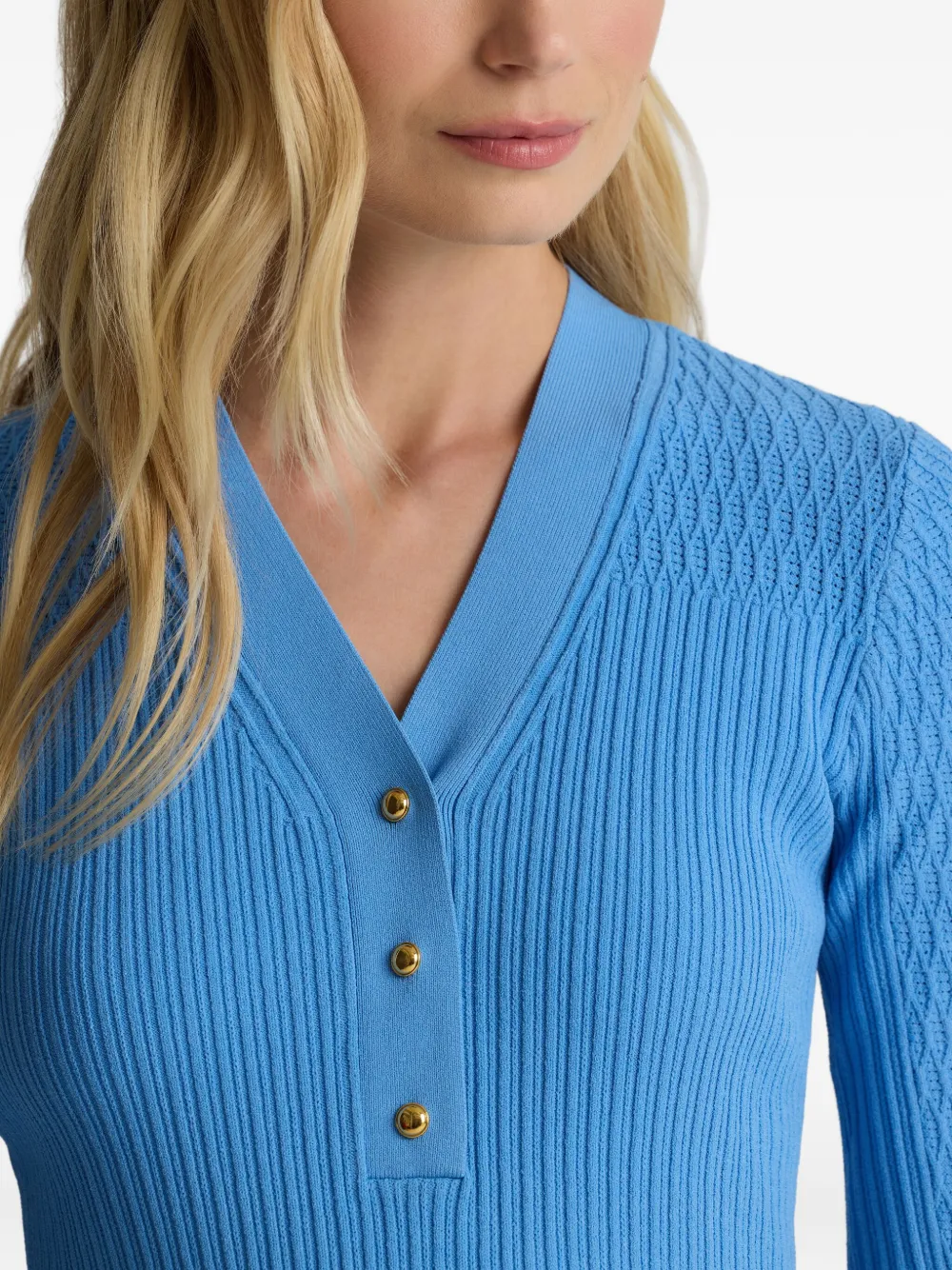 St. John Geribbeld T-shirt Blauw