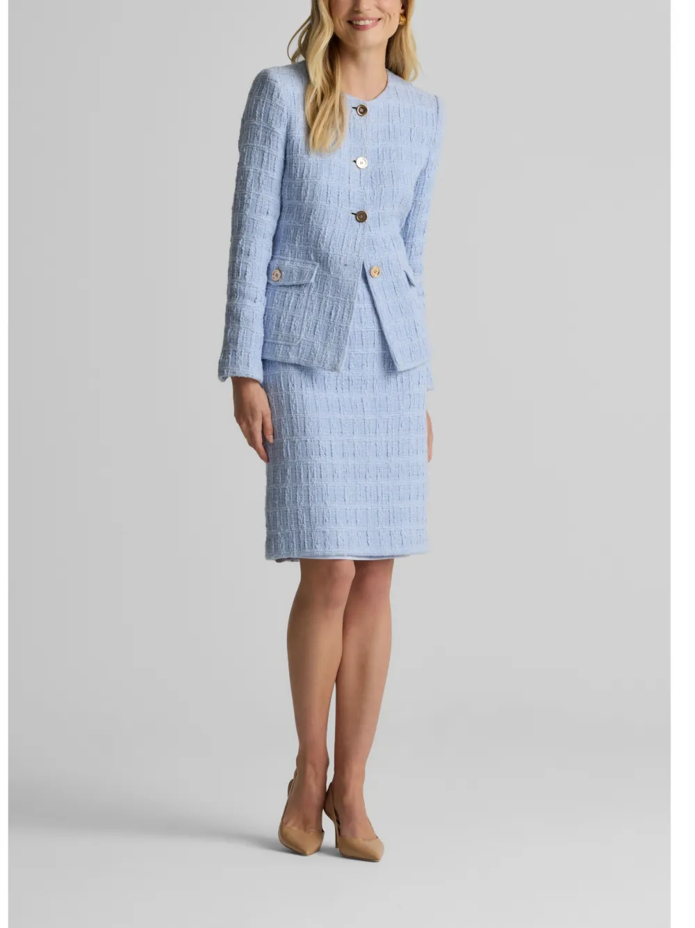 St. John Geruite rok met textuur Blauw