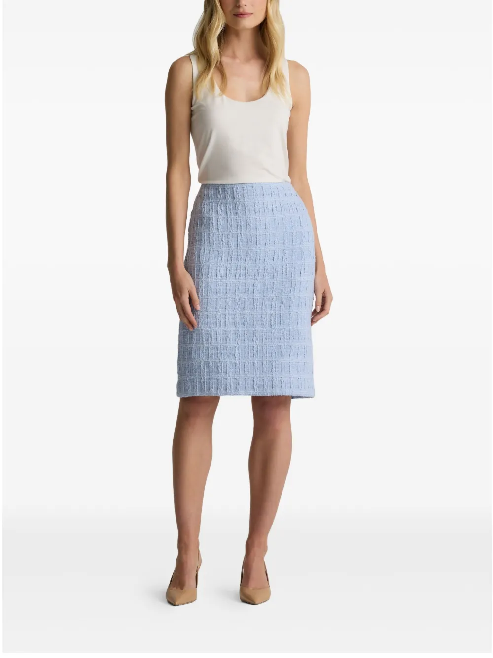 St. John Geruite rok met textuur Blauw