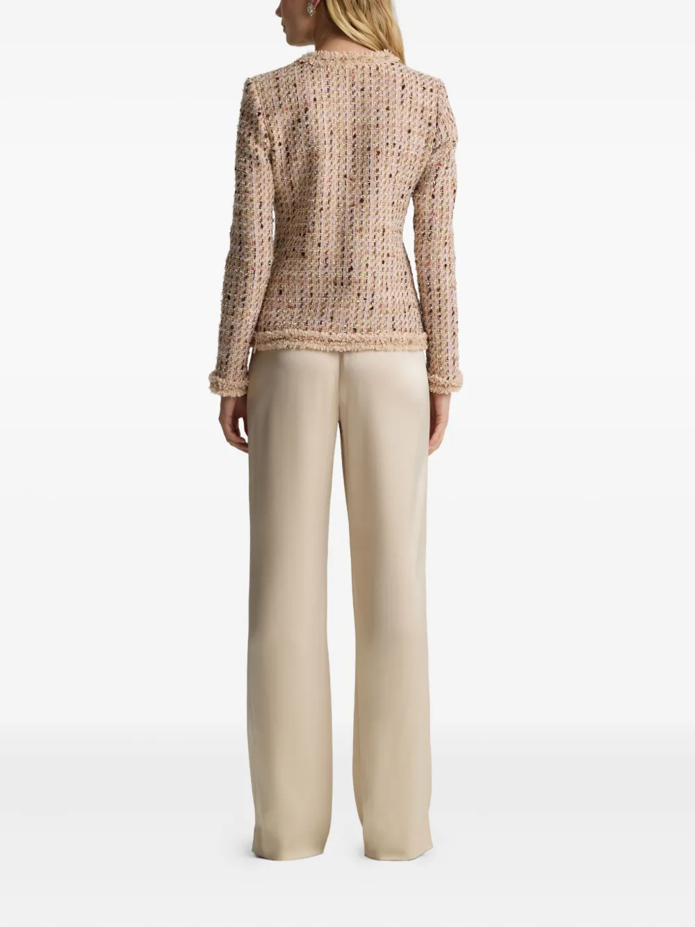 St. John Tweed jack met franje Beige