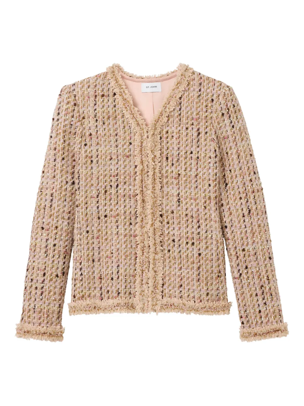 St. John Tweed jack met franje Beige