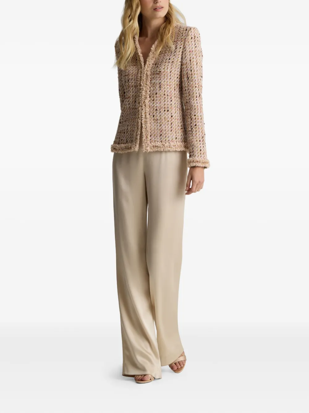 St. John Tweed jack met franje Beige