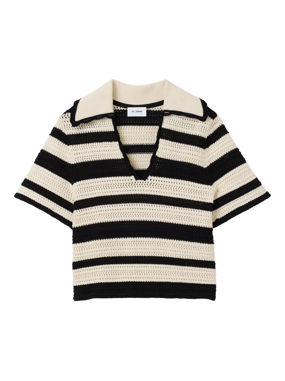 St. John Gestreept gehaakt T-shirt Beige