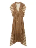 St. John mosaic-print tie-neck dress - Brown