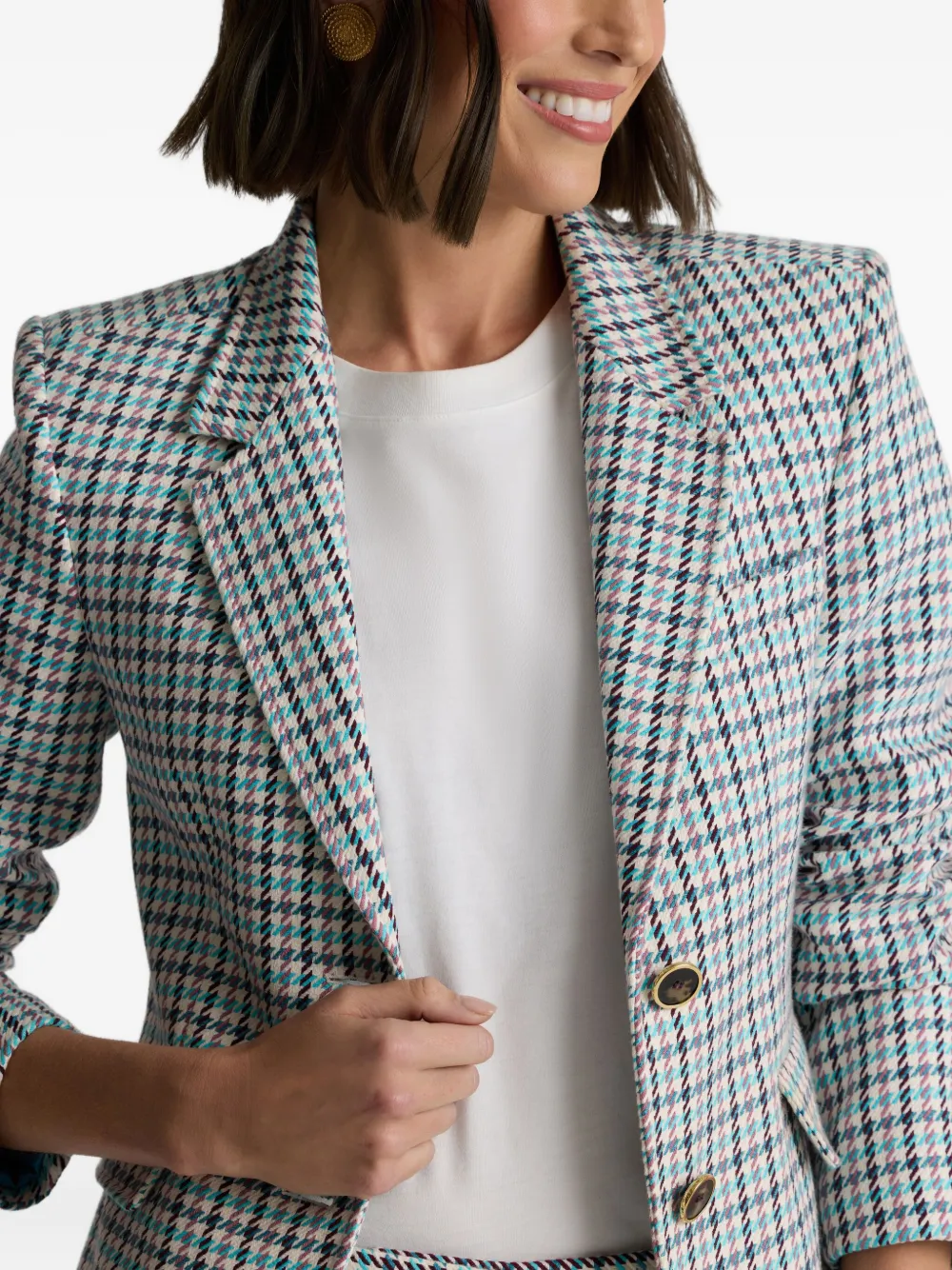 St. John Parker houndstooth blazer Blauw