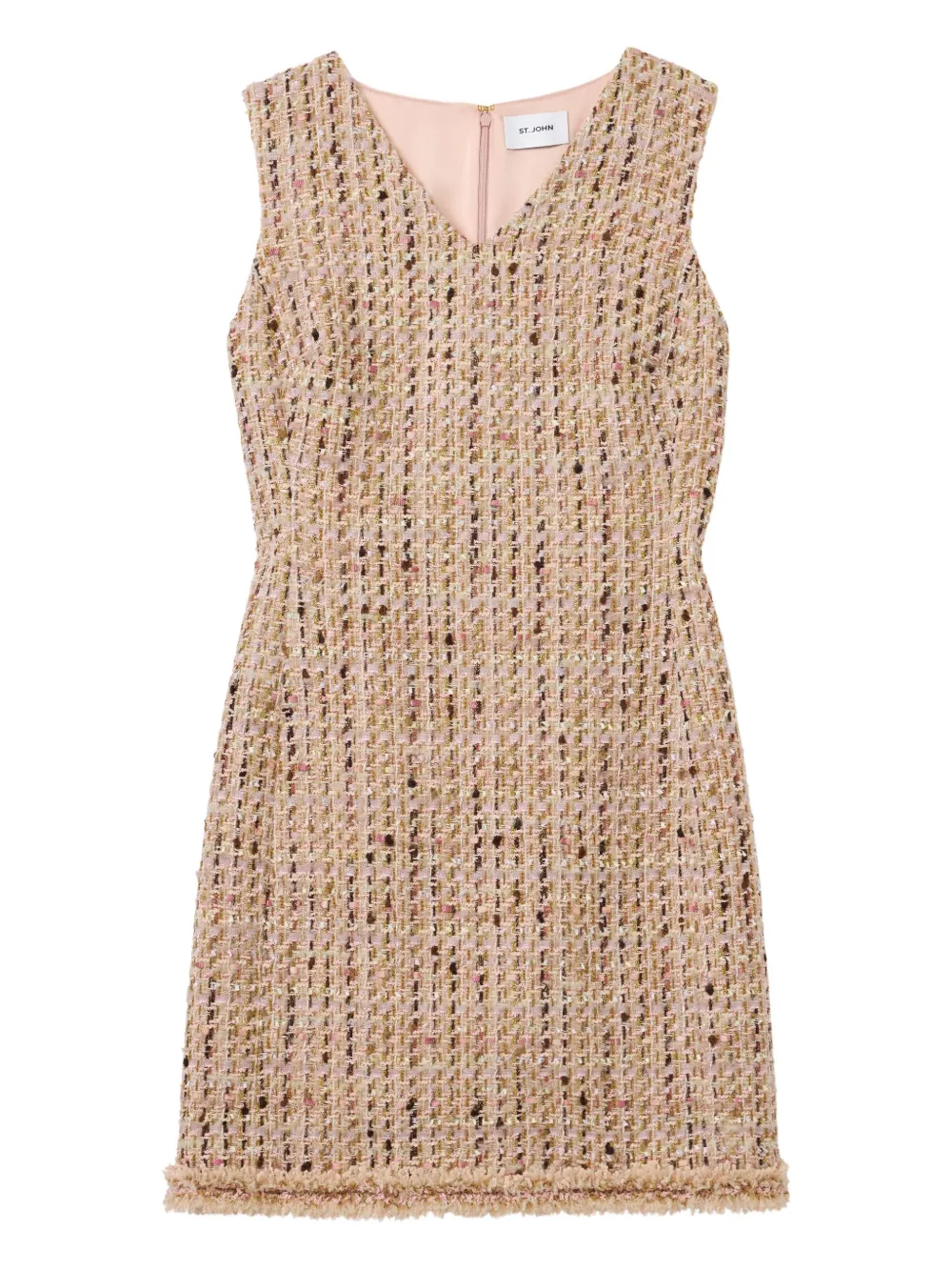 St. John Tweed jurk met franje Beige