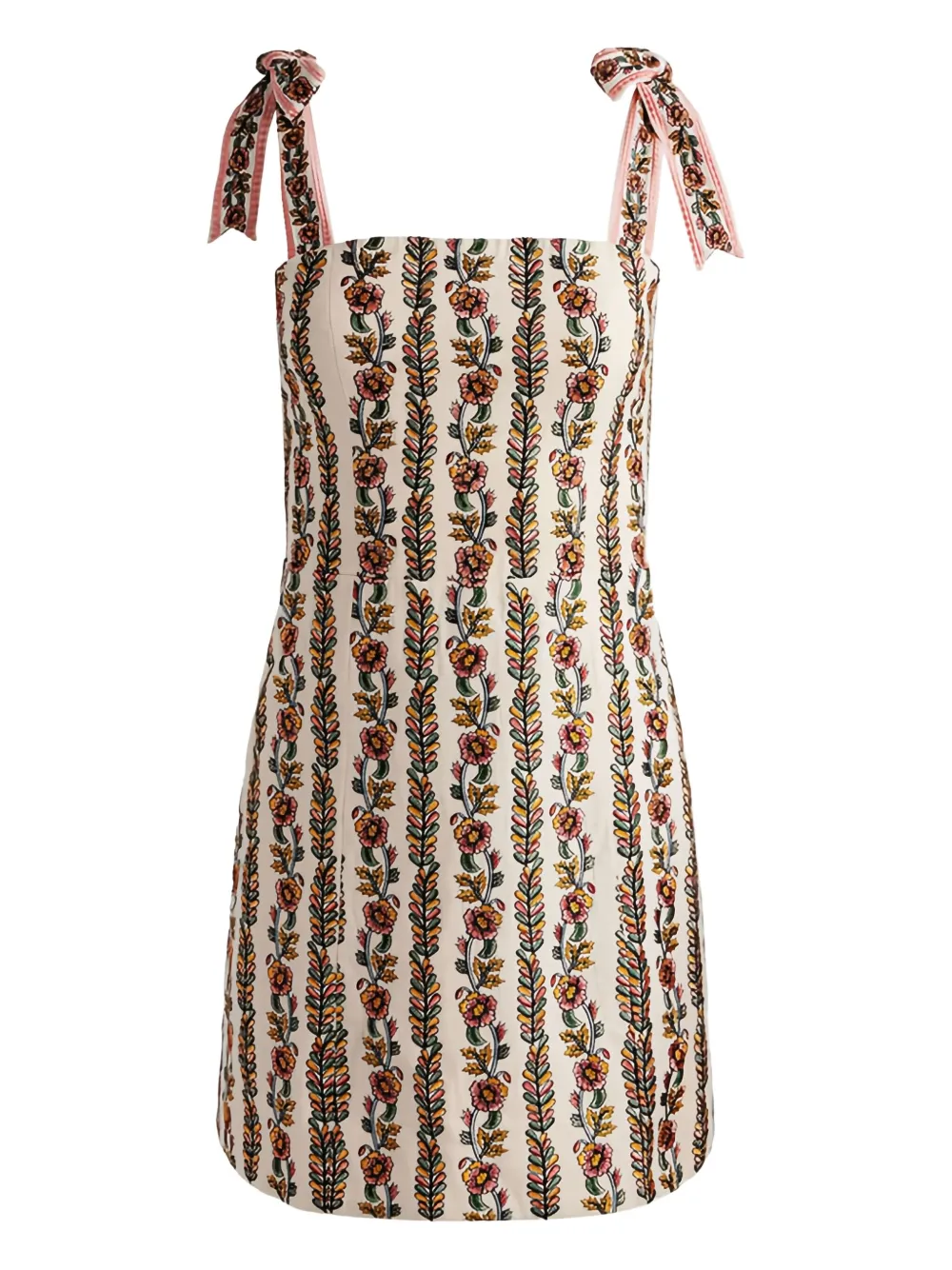 alice + olivia Maryann tie-shoulder floral-print mini dress | Neutrals | Image 1