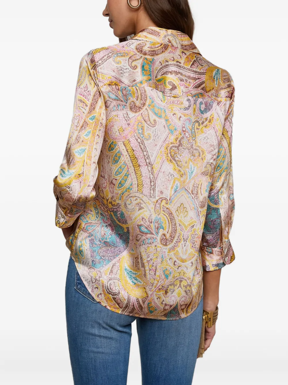 L Agence Paisley-print Three-quarter Sleeve Shirt In Multi