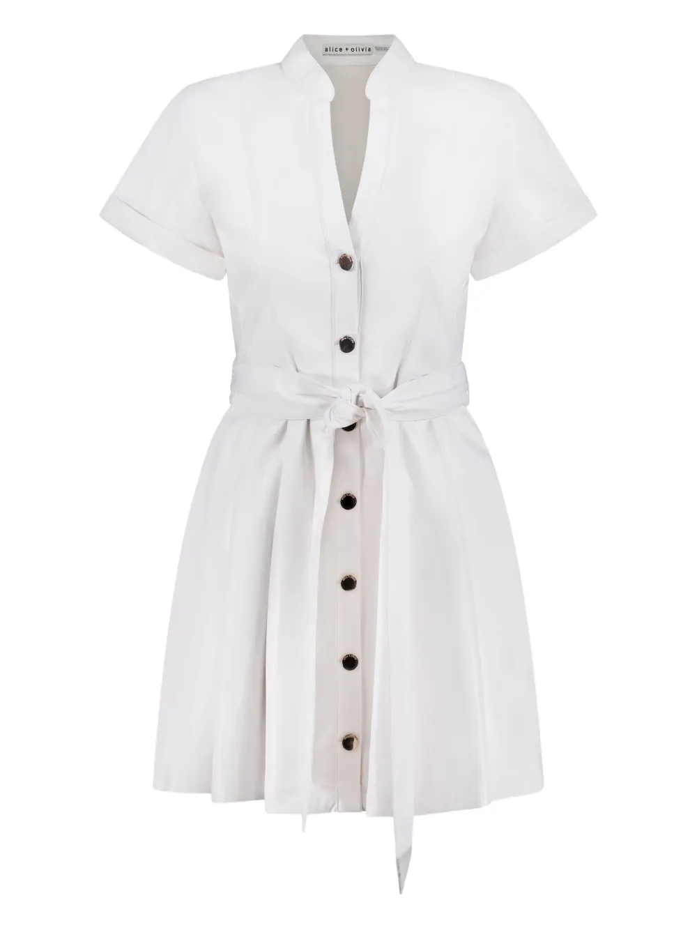 alice + olivia Lucy button-front pleated mini dress | Neutrals | Image 1