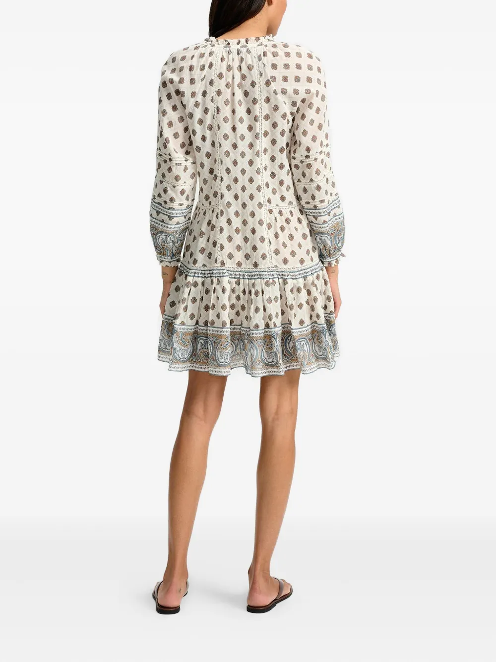 Veronica Beard Belissa Printed Cotton-blend Mini Dress In Neutral