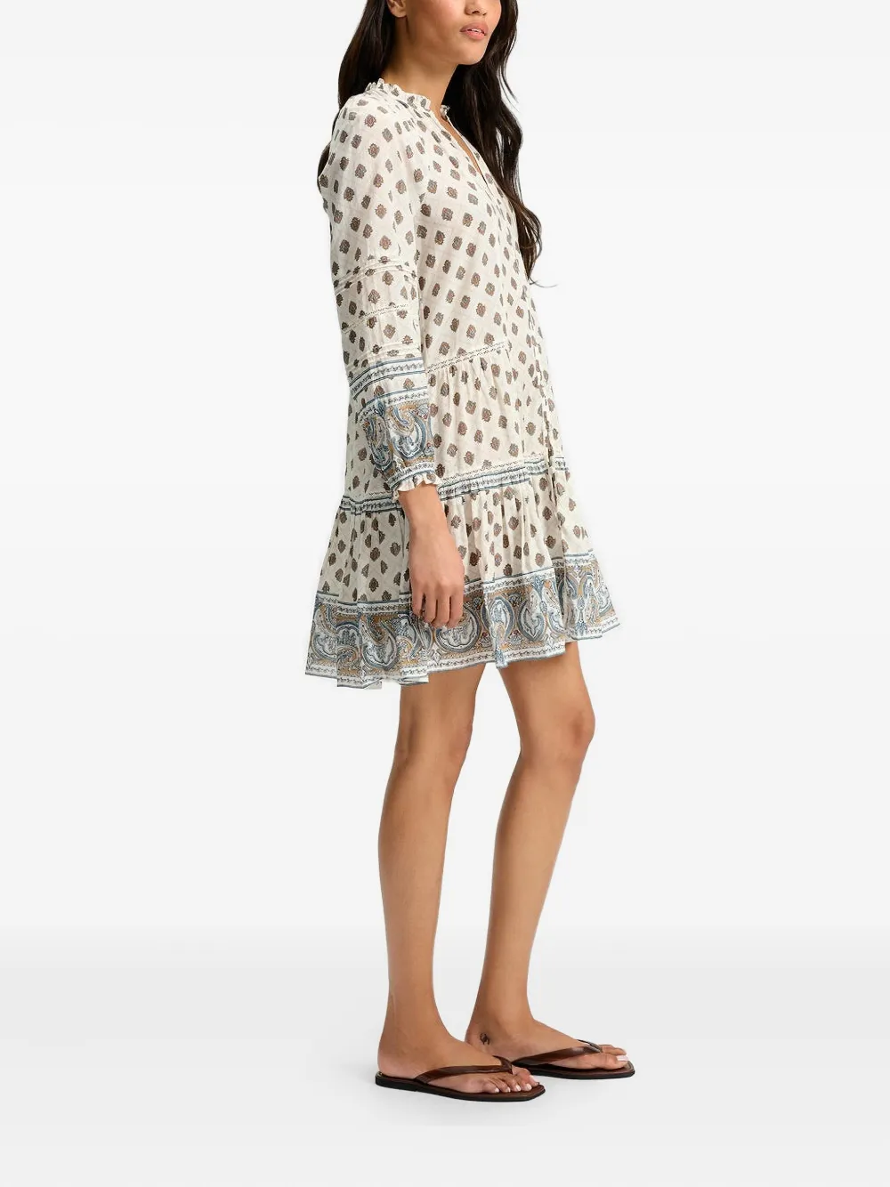 Veronica Beard Belissa Printed Cotton-blend Mini Dress In Neutral