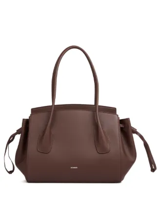 Jil Sander Voyage Drawstring Leather Tote Bag | Brown | FARFETCH