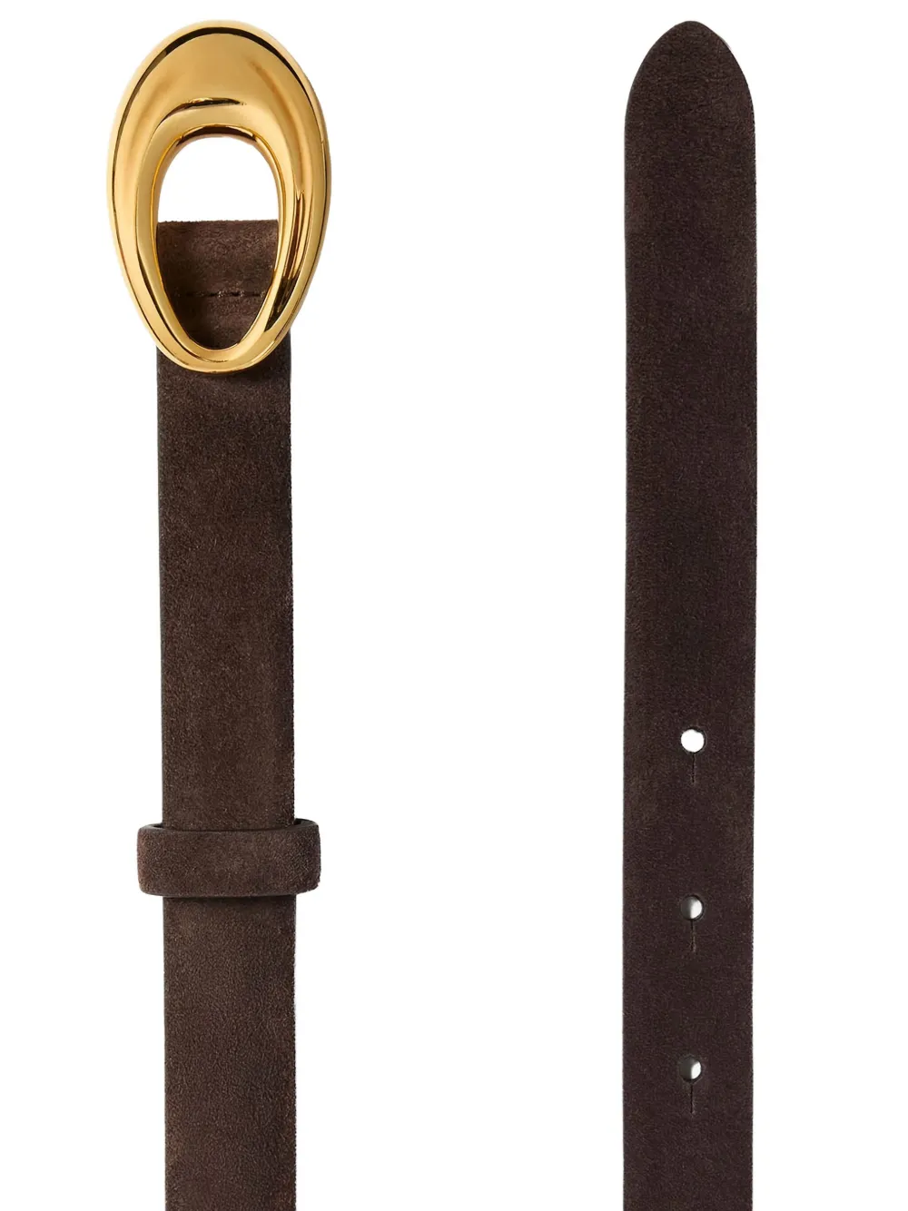 KHAITE Olivia oval-buckle leather belt Bruin