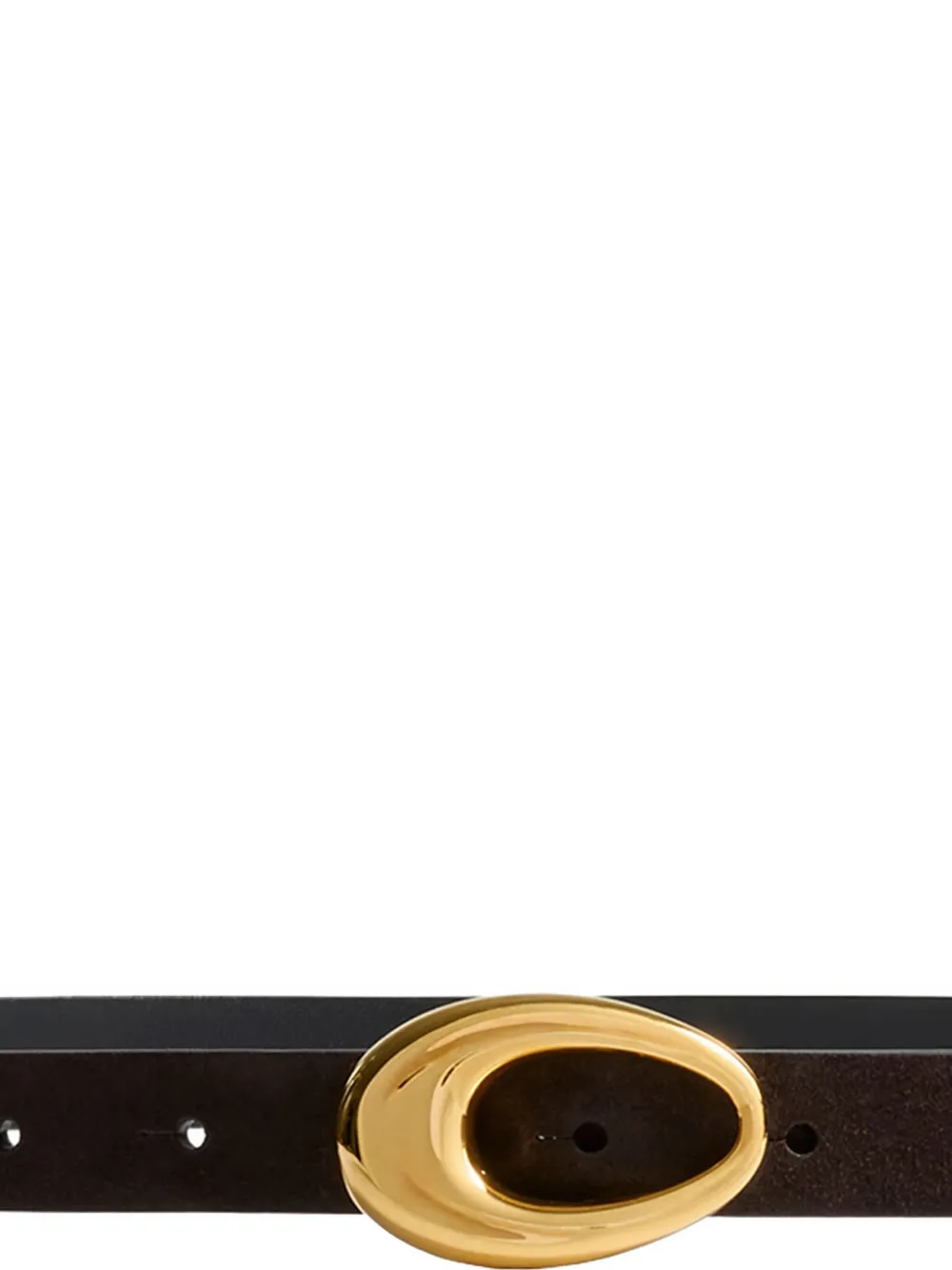 KHAITE Olivia oval-buckle leather belt Bruin