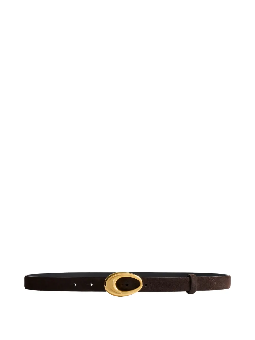 KHAITE Olivia oval-buckle leather belt Bruin