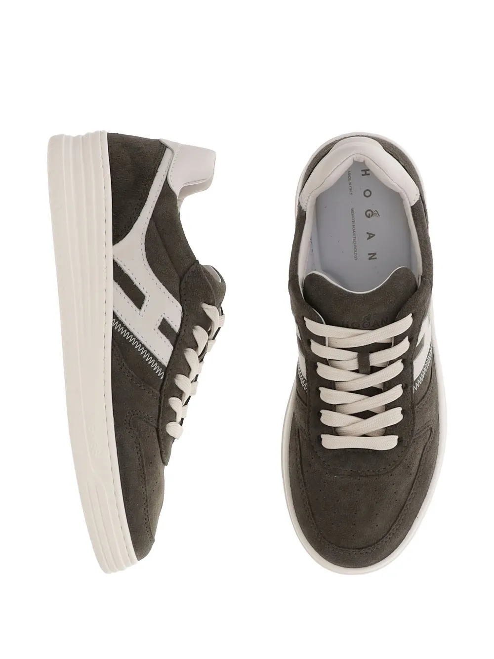 Hogan Lace-up Suede Sneakers With Memory Foam Insole In Gray