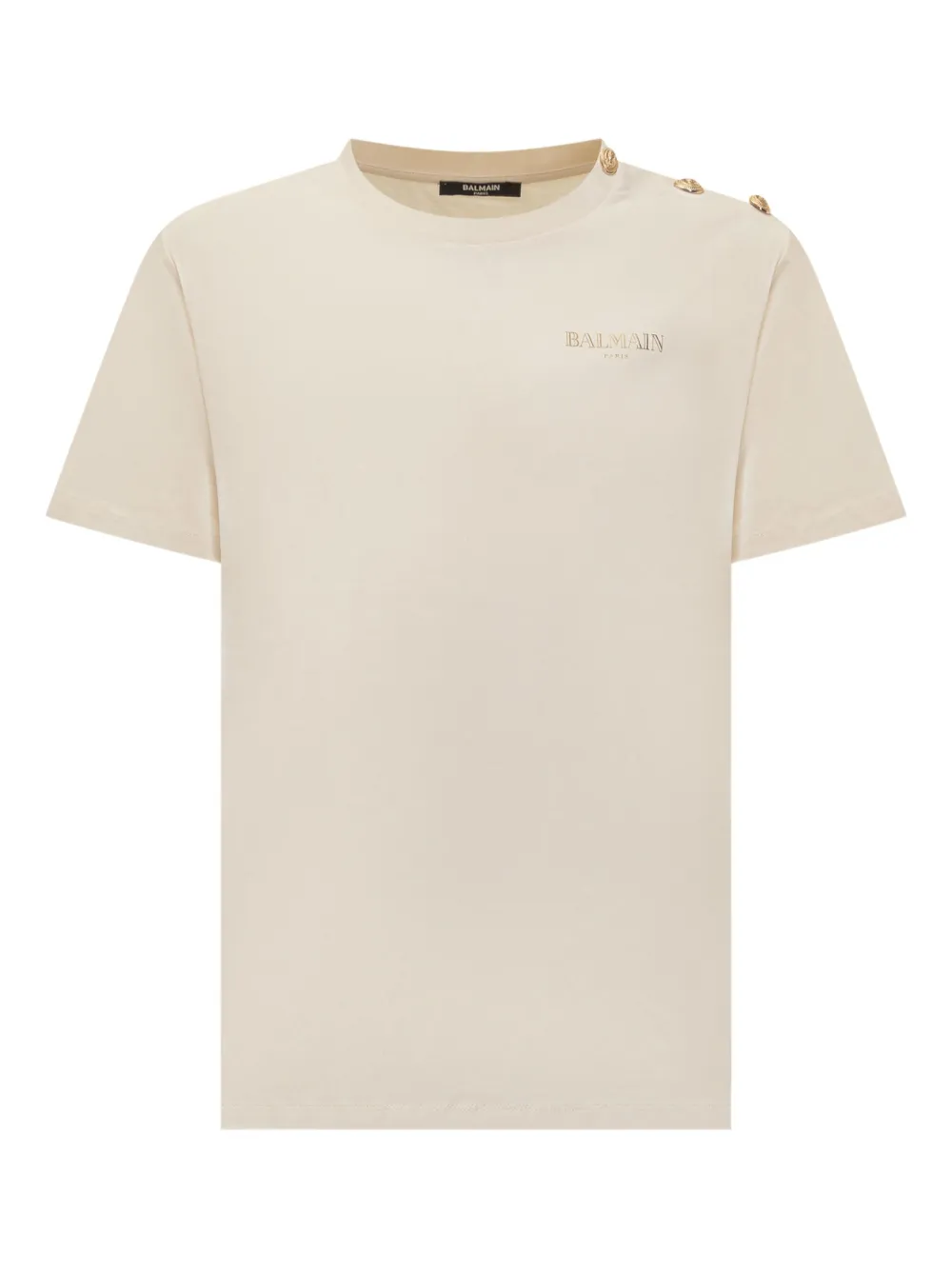 Balmain Kids T-shirt met knoopdetail en logo Beige