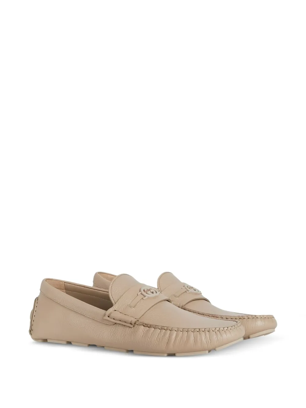 Gucci Leren loafers met GG-logo - Beige