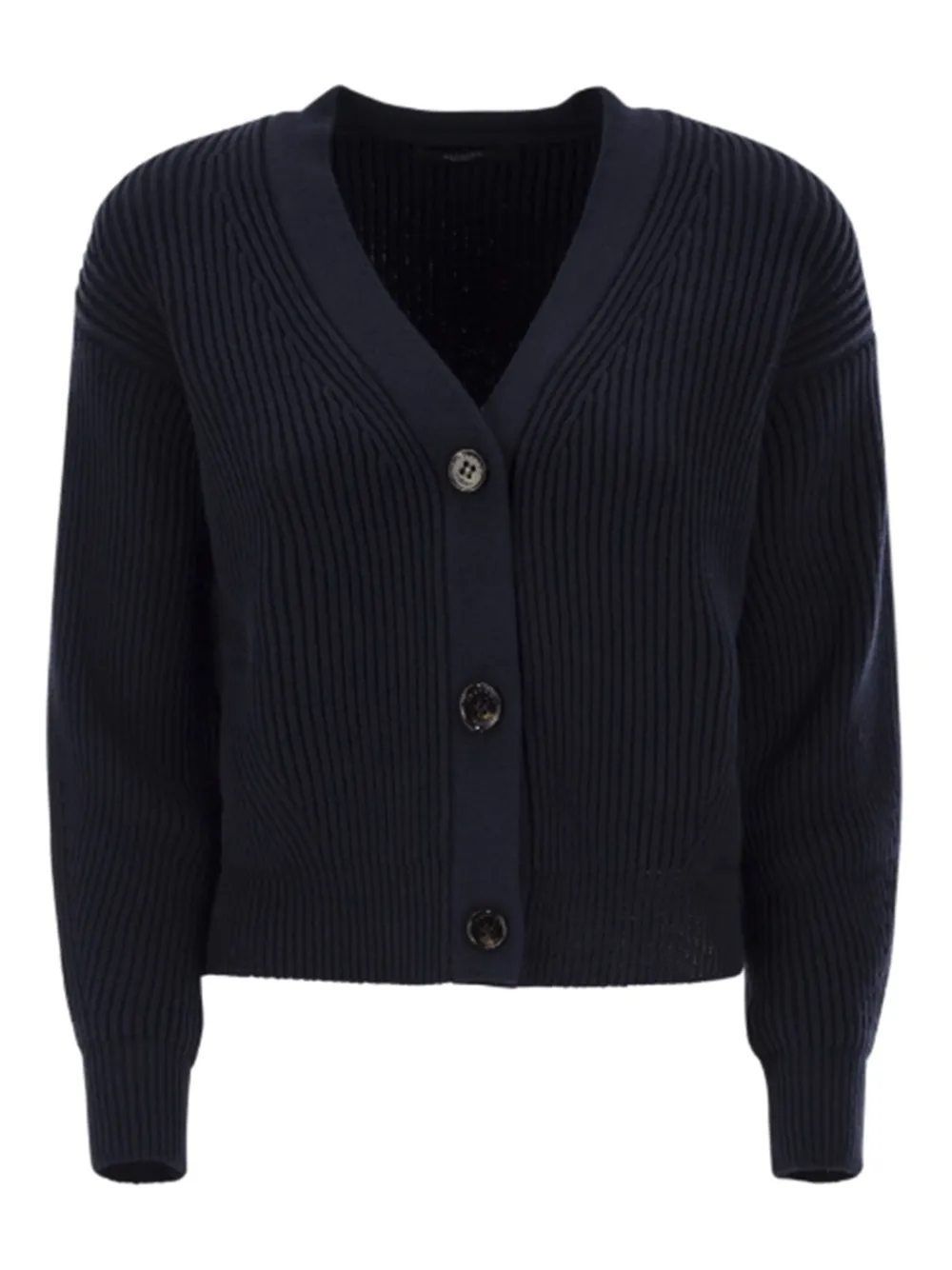 Weekend Max Mara Ribbed Button Cardigan In Blue
