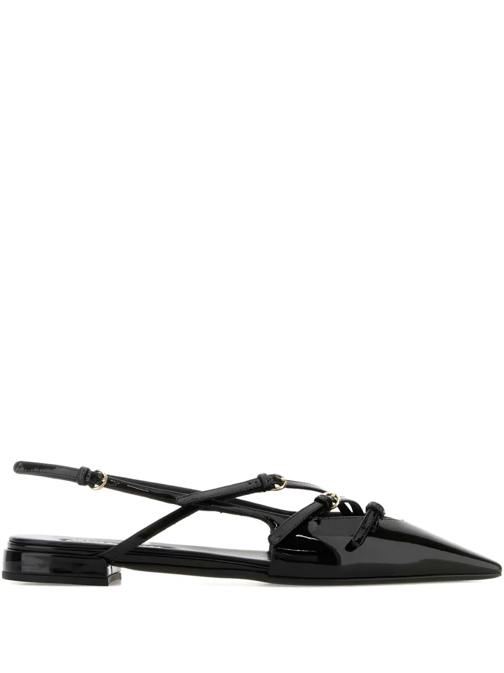Miu patent leather cross-strap flat pumps F0002|NERO