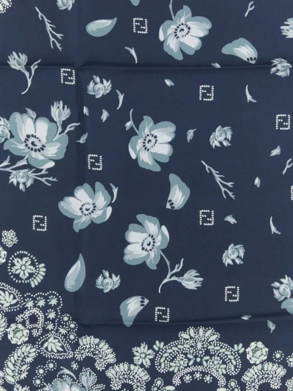 FENDI Floral Paisley Silk Scarf Blue FARFETCH PH - Main Image
