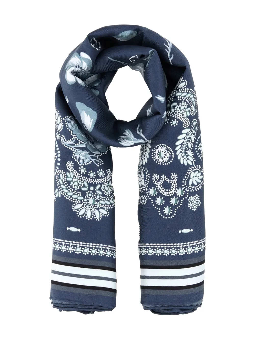 FENDI Zijden sjaal met bloemen en paisley-print Blauw
