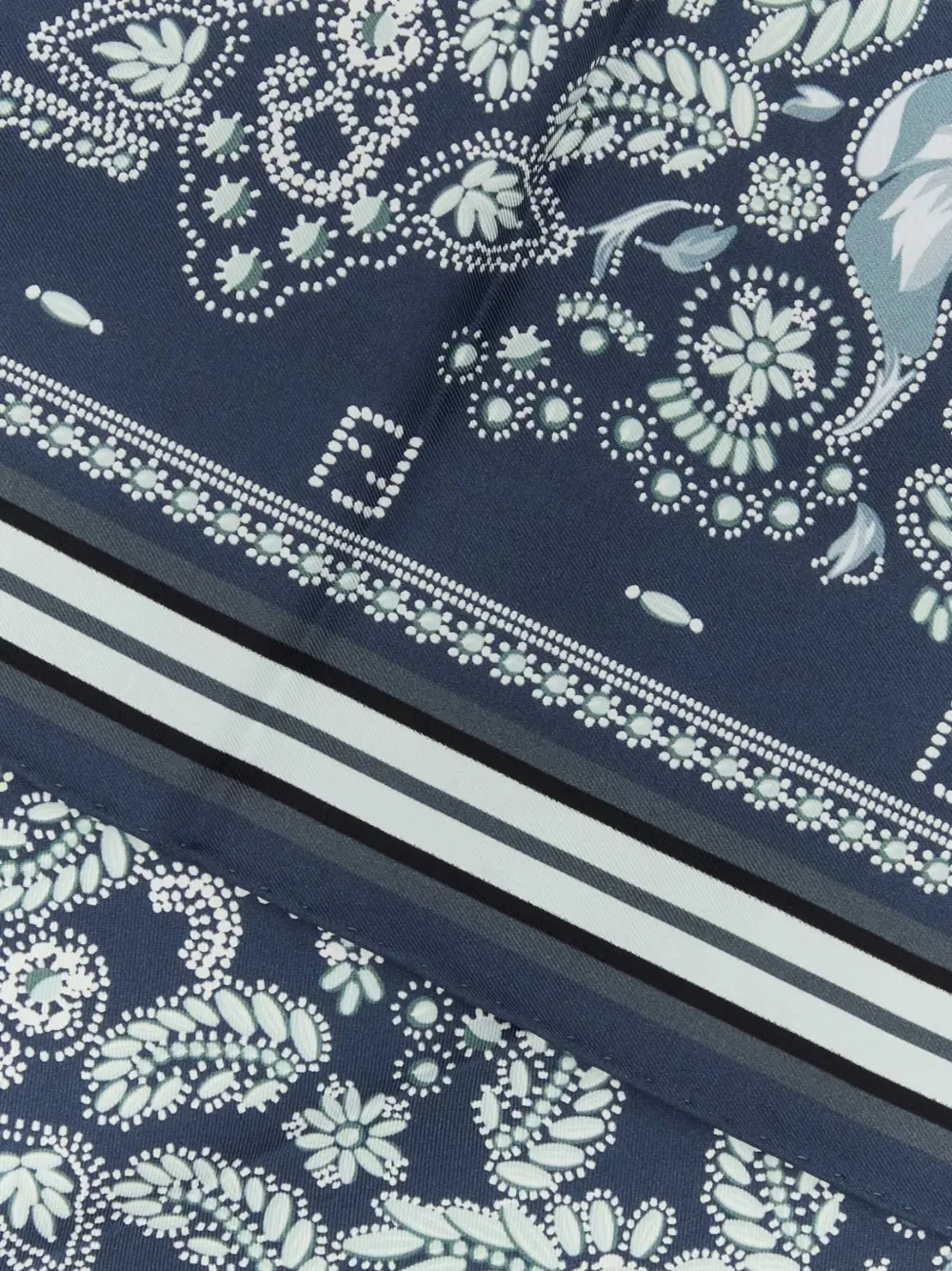 FENDI Zijden sjaal met bloemen en paisley-print Blauw