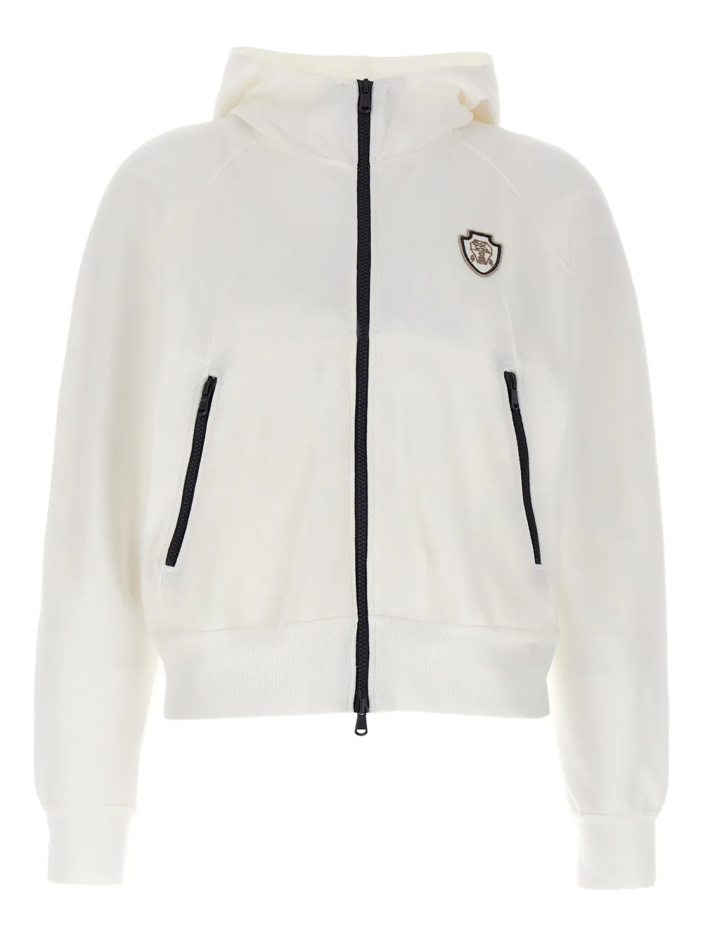 Brunello Cucinelli Jack met capuchon opgestikte zak en rits Wit