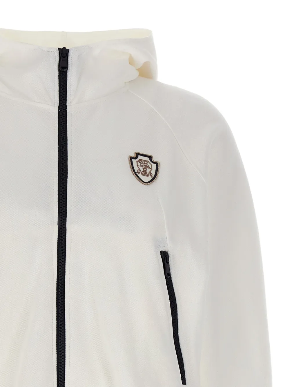 Brunello Cucinelli Jack met capuchon opgestikte zak en rits Wit