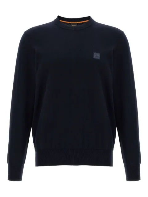 BOSS logo-patch crew-neck sweater