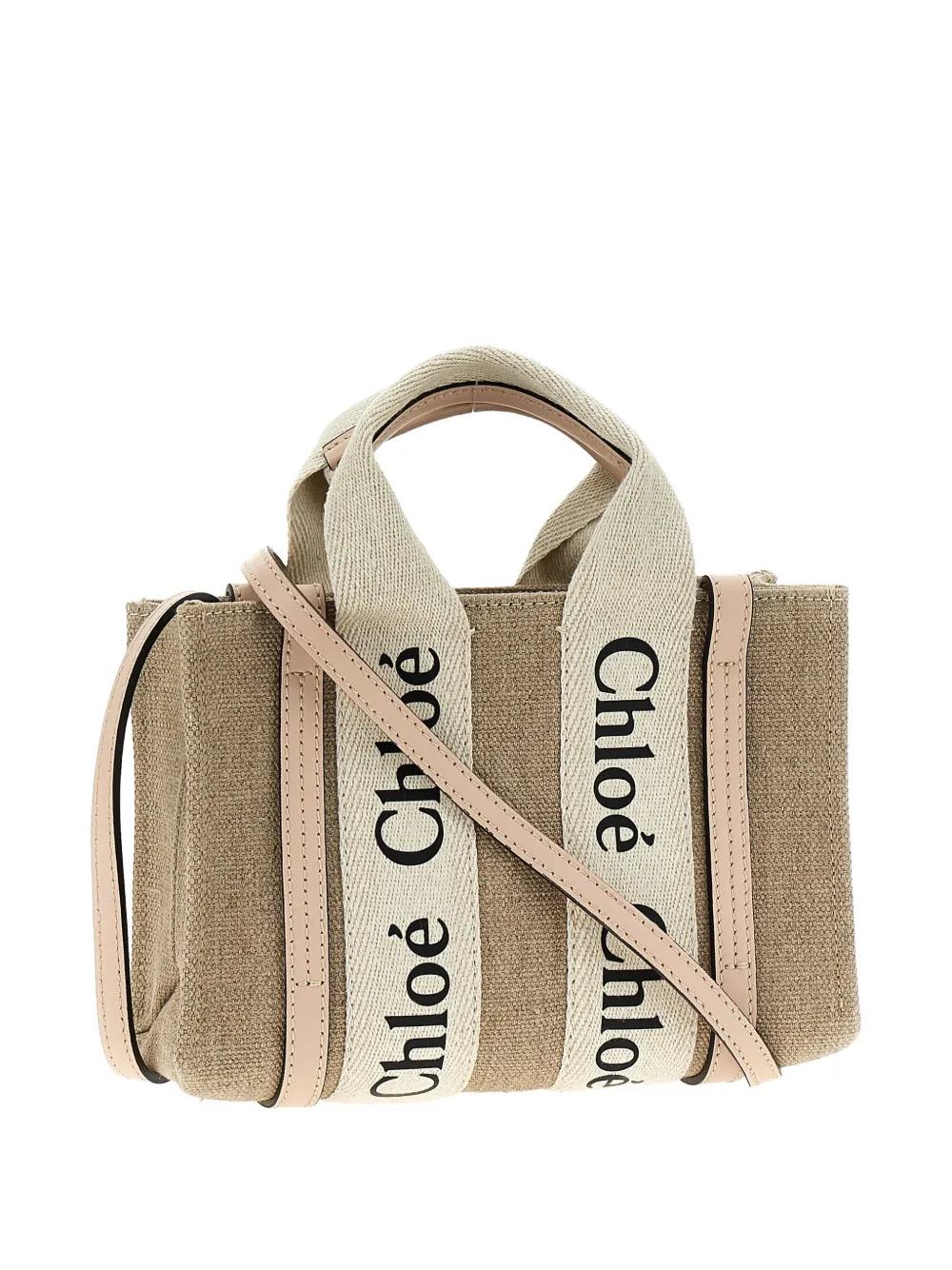 Chloé Woody canvas mini-shopper met logodetail Roze