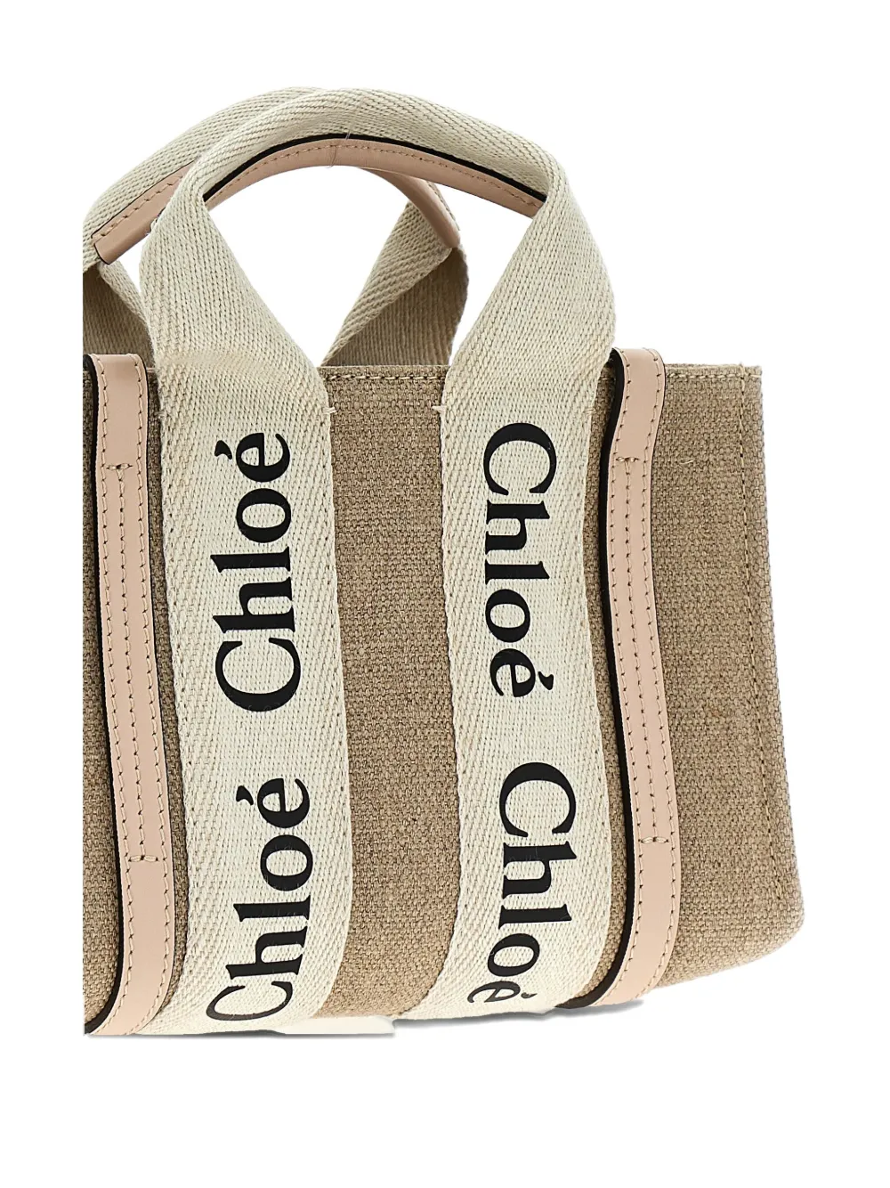 Chloé Woody canvas mini-shopper met logodetail Roze