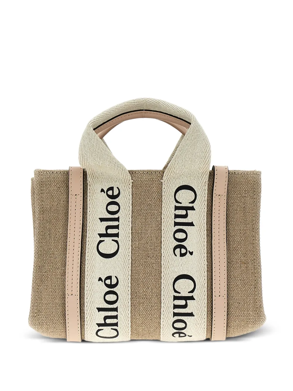 Chloé Woody canvas mini-shopper met logodetail Roze