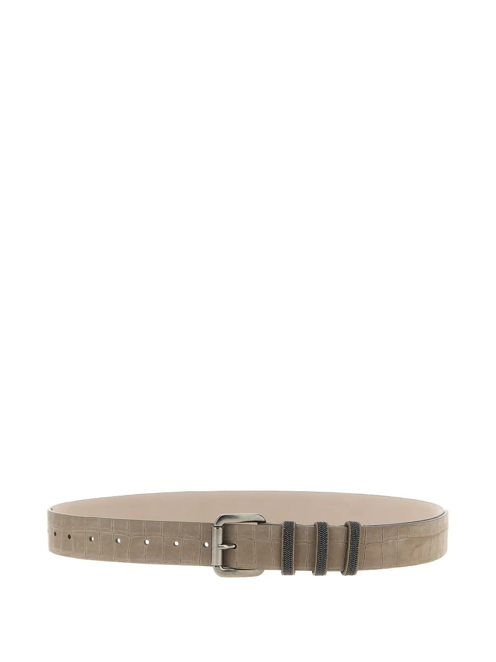 Brunello Cucinelli crocodile-effect metal-buckle belt Grijs