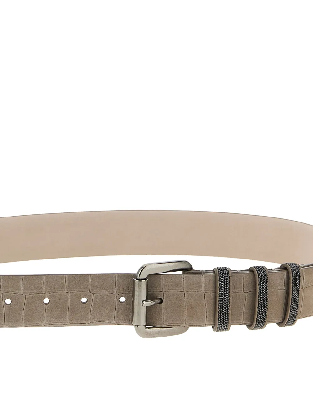 Brunello Cucinelli crocodile-effect metal-buckle belt Grijs