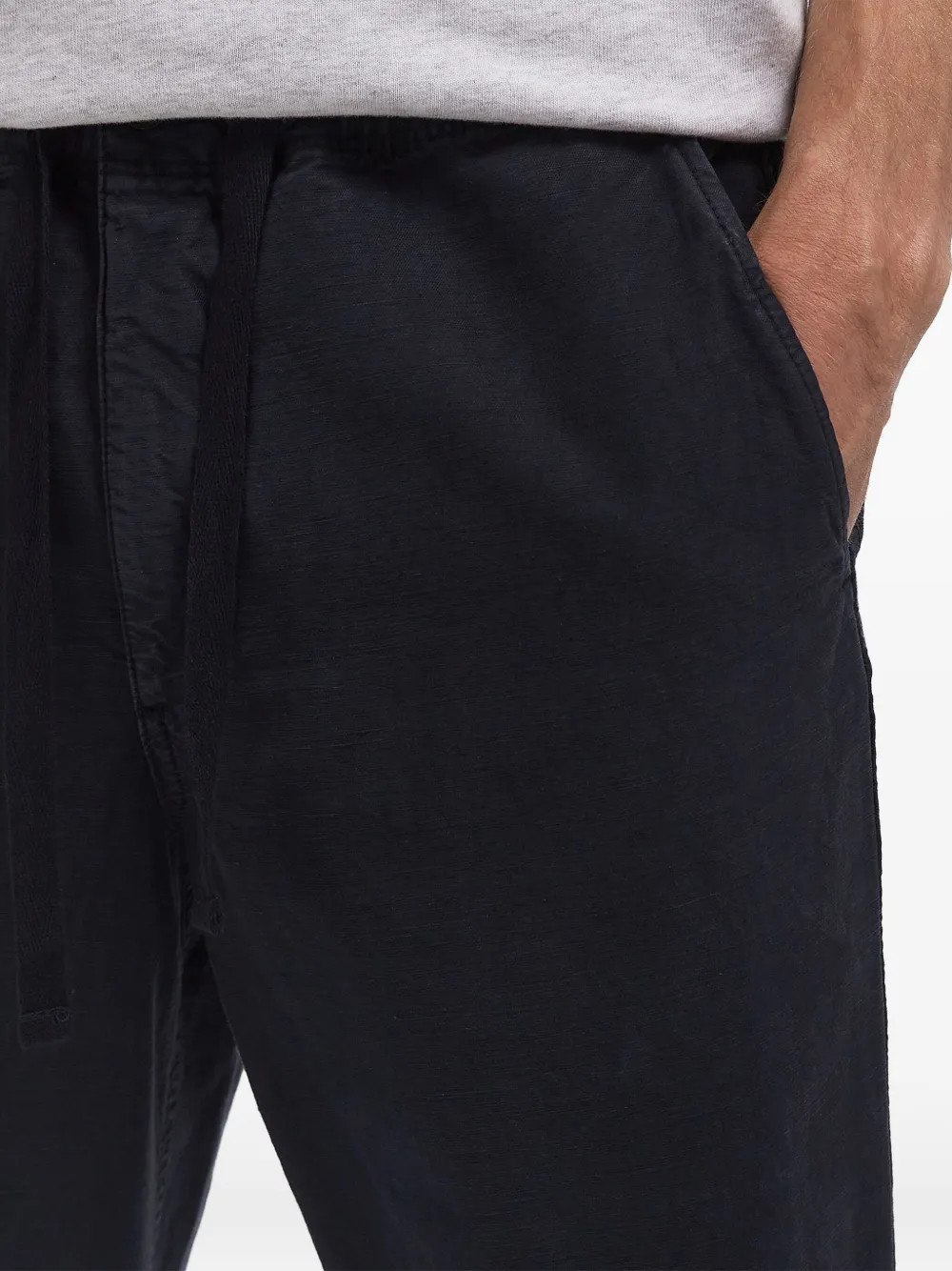 Norse Projects Broek met trekkoord van katoen-linnen Zwart