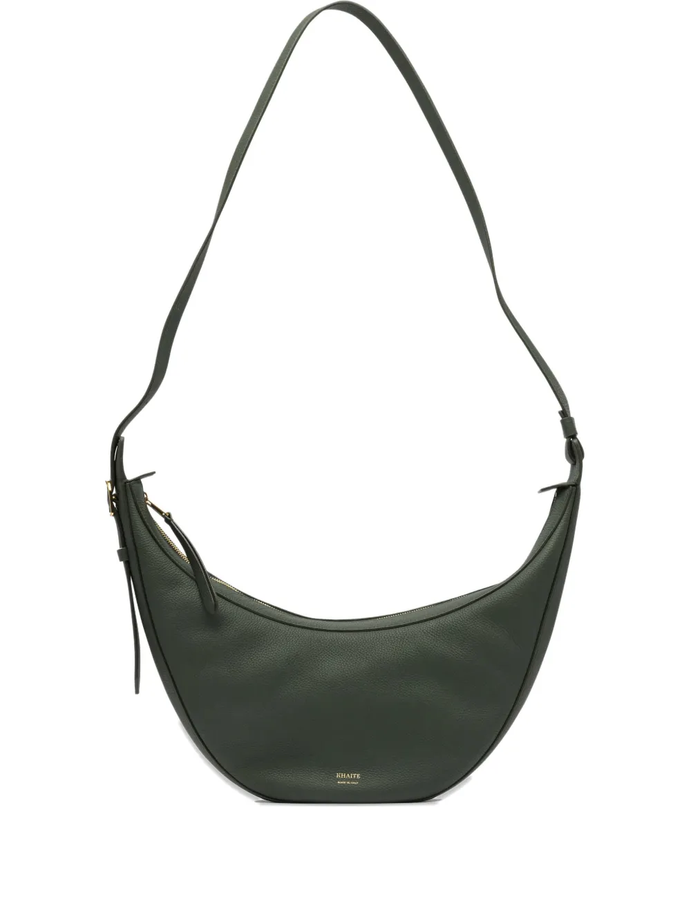 KHAITE Small Augustina crescent leather cross body bag Groen
