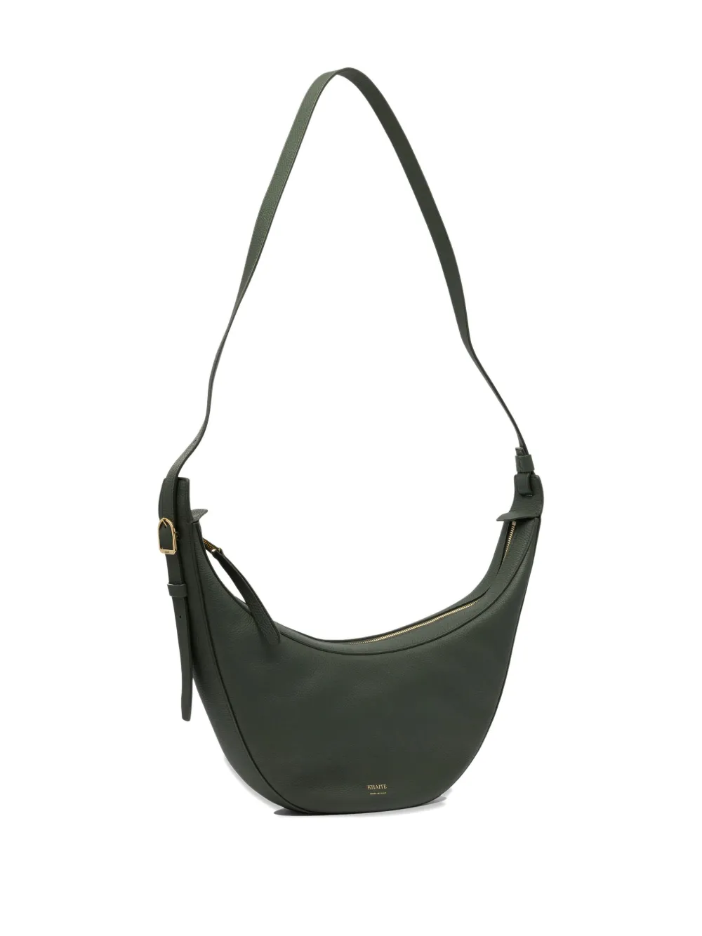 KHAITE Small Augustina crescent leather cross body bag Groen