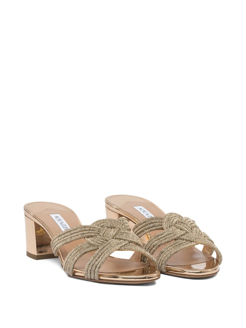 Aquazzura Felix crystal-embellished block-heel sandals Neutrals