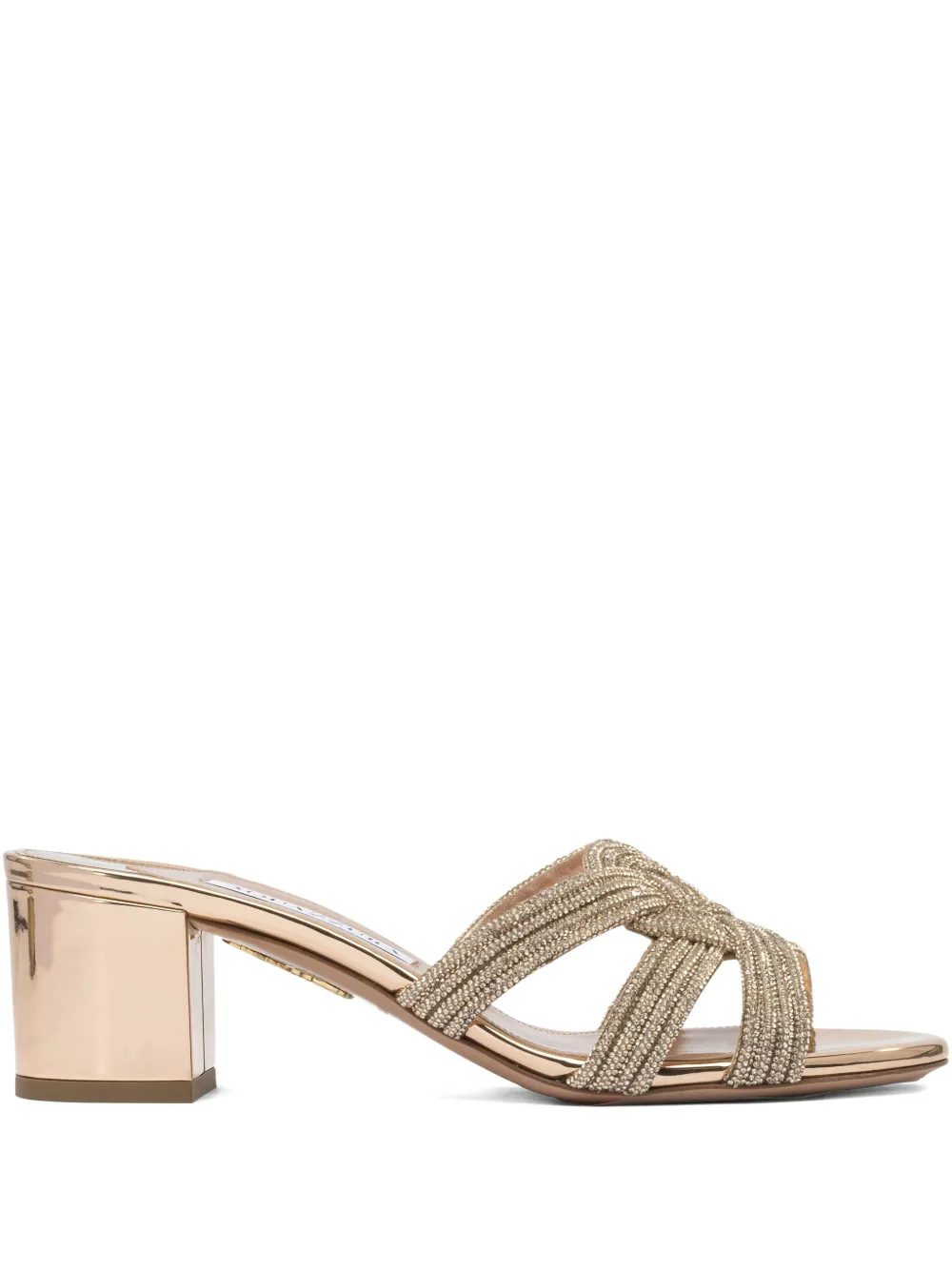 Aquazzura Felix crystal-embellished block-heel sandals Neutrals