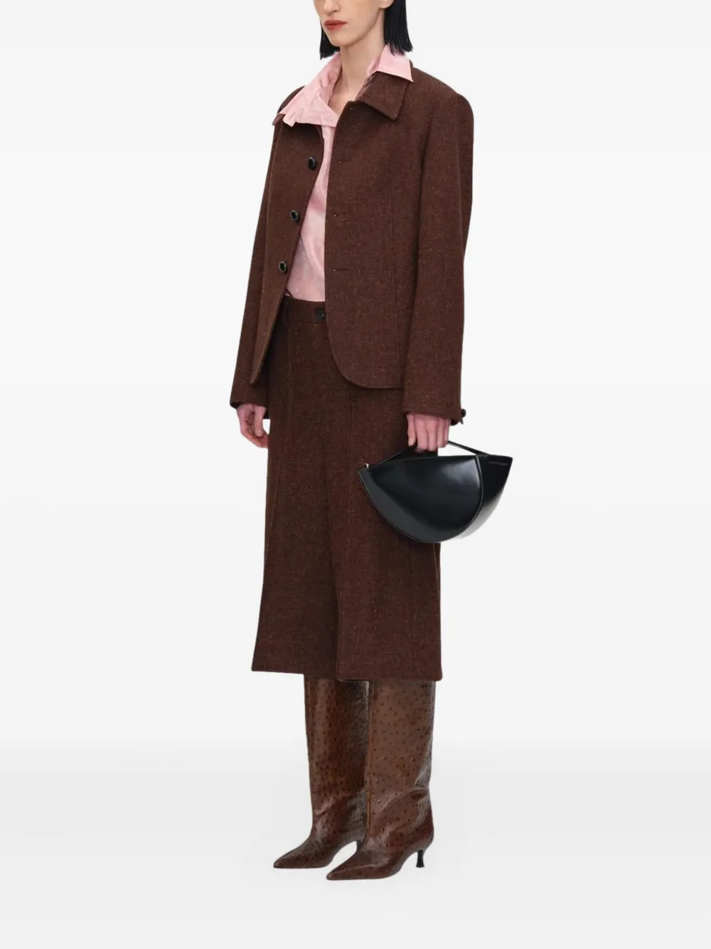 Umber Postpast Wool Bermuda Shorts In Brown