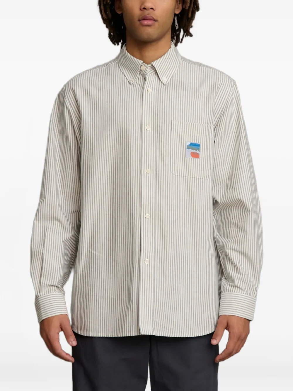 striped-pattern long-sleeve shirt