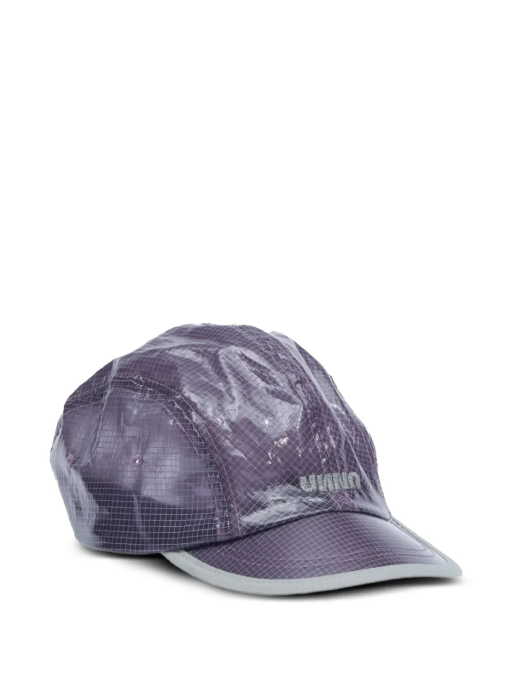 grid-pattern five-panel cap hat