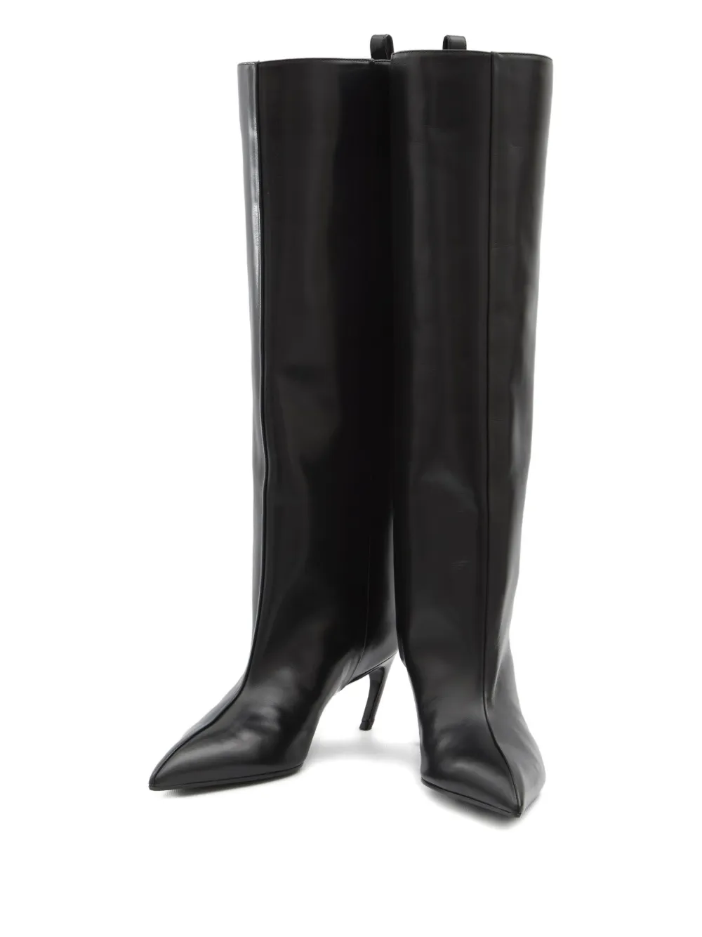 The Attico 65mm Lea pointed-toe leather knee-high boots Black