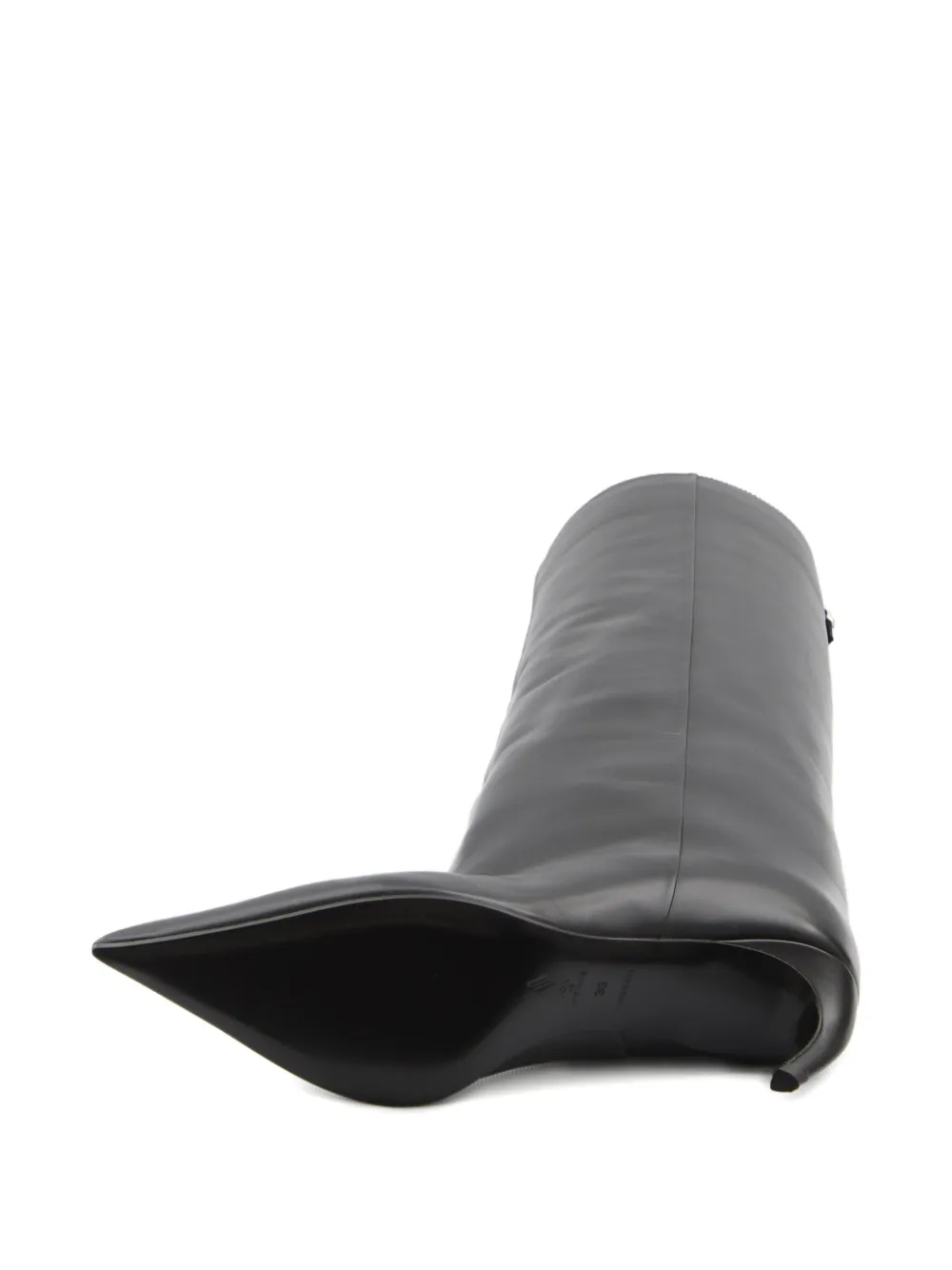 The Attico 65mm Lea pointed-toe leather knee-high boots Black