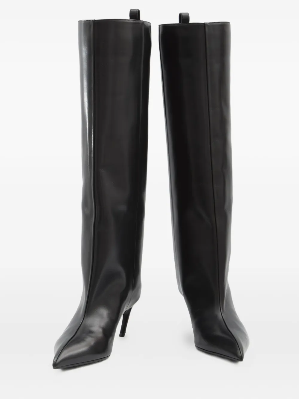 The Attico 65mm Lea pointed-toe leather knee-high boots Black